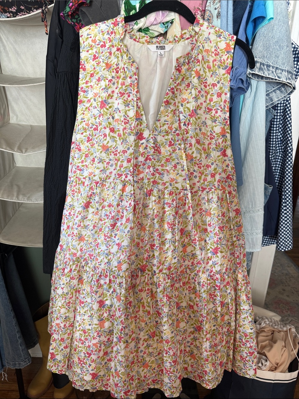 BB Dakota Steve Madden Floral Tiered Sleeveless Summer Dress - Size L